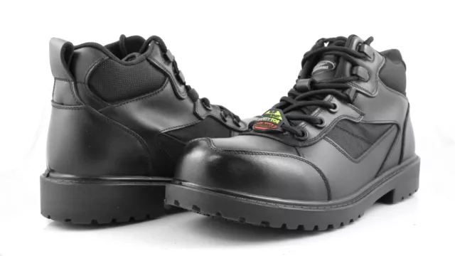 Men Black Leather Boot Work Safety Toe Slip Resistant Shoes Comfort Laforst 9426