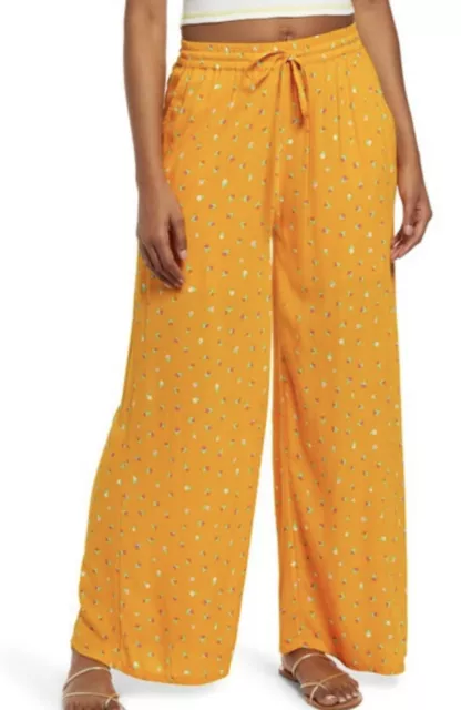 NWT BP. Print Woven Wide Leg Pants In Orange Sal Retro Ditsy Size XS