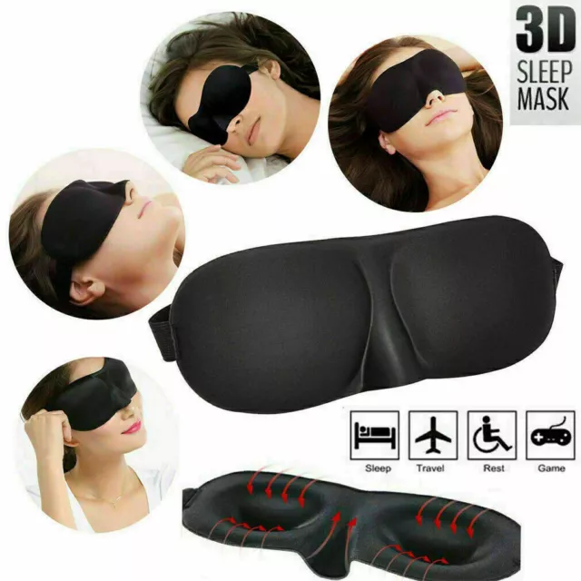 3D Viaggio Sonno Maschera Occhi Morbido Imbottito Addormentato Aiuto US -