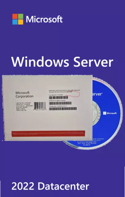 Microsoft Windows Server 2022 Rechenzentrum 48 Kern unbegrenzte Cals DVD & COA Pack
