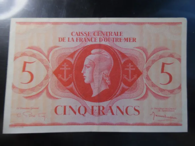 Colonies Françaises : caisse centrale Outre Mer :  5 Francs 1944