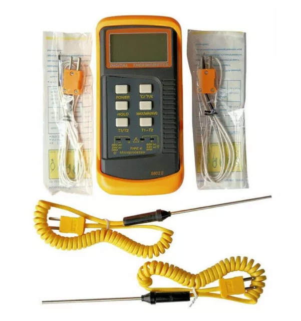 Dual Channel K-type Digital Thermocouple Thermometer 6802 II 4x Probe BGA HVLOVE