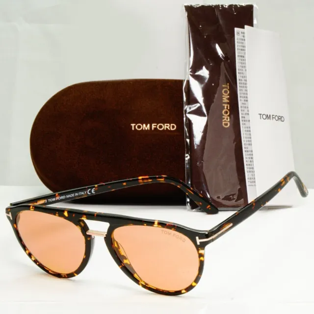 Tom Ford Burton Amber Sunglasses Havana Amber Brown Square TF 697 52F FT0697 [a]