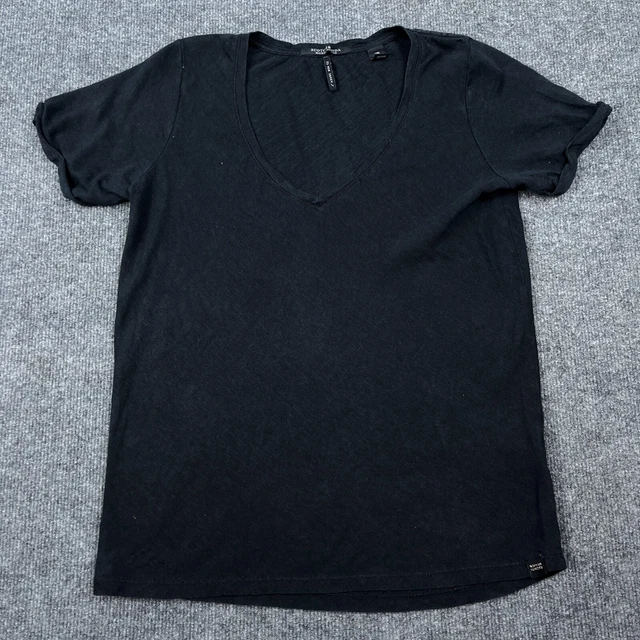 Maison Scotch & Soda j'Adore Mon Tee Womens Size Small Black Short Cuff Sleeve