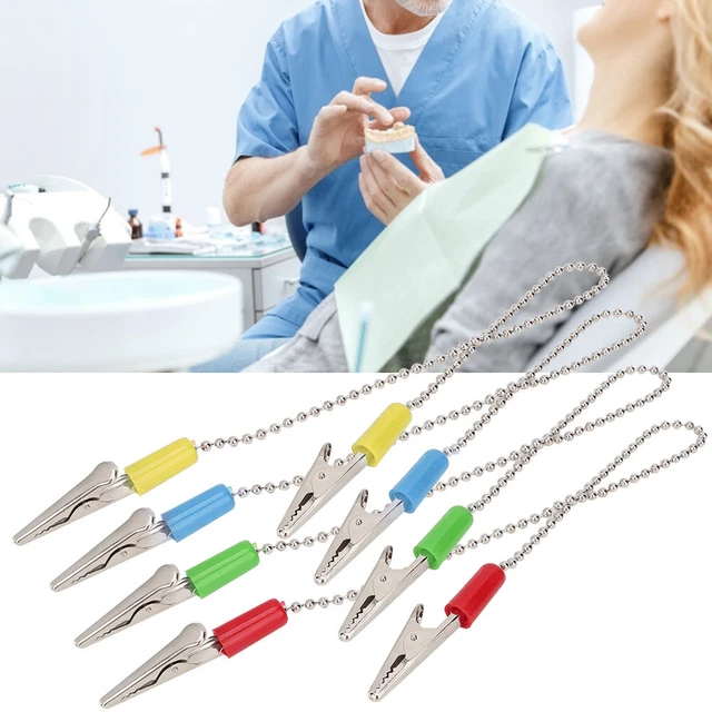 5-20X Dental Lab Bib Clip Napkin Holder With Flexible Ball Chain Tools Colorful