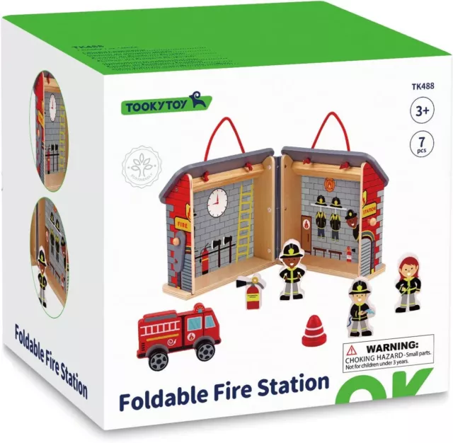 Tooky Toy TK489 Wooden Foldable Fire Station