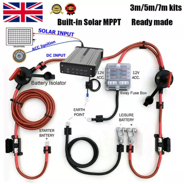 Split Charge Kit 12V Dual Battery Charger With Solar Mppt Voltage Sense Relay Uk