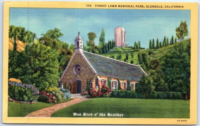 Postcard - Wee Kirk Wedding Chapel, Forest Lawn Memorial Park, Glendale, CA