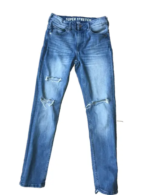 H&M Girls Jeans size 11/12 yrs W24 L26 Skinny stretch ripped distressed look FAB