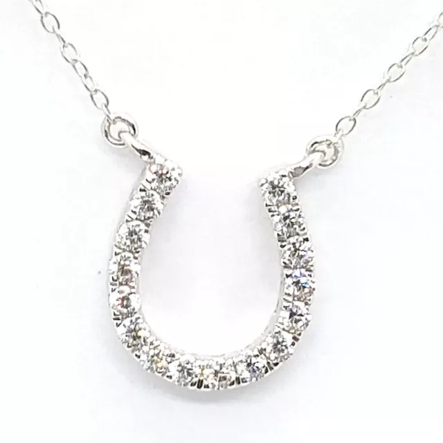 0.75ct Round Moissanite ''U'' Shape Pendant Necklace 14K White Gold Plated