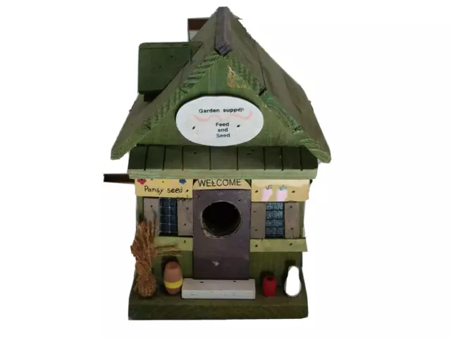 Decorative Bird House 7.75" x 5.5" x 6" Rustic Wood Feed and Seed Shop