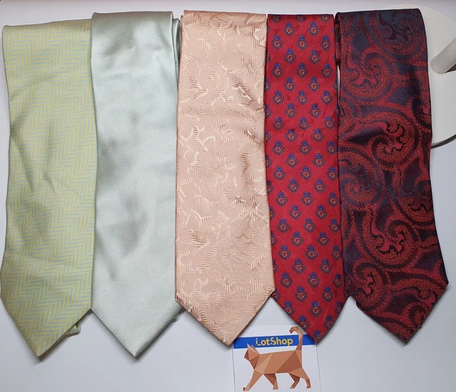 SET di 5 Cravatte Vintage Gucci Gianni Versace Givenchy Balmain Ermenegildo...