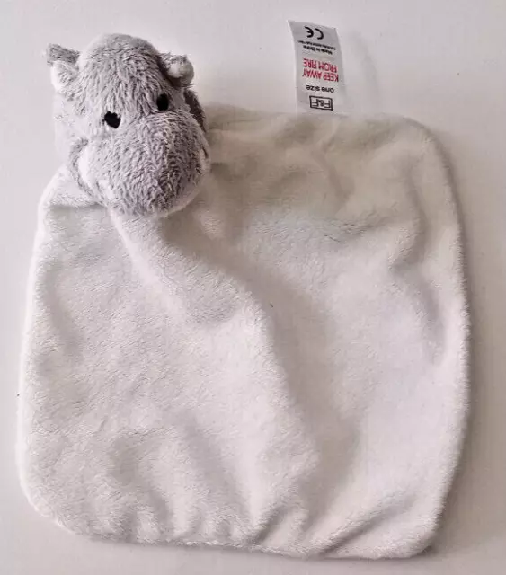 F F TESCO GREY White Hippo Soft Plush Soother Soft Toy Comforter Blankie Blanket 4.75 PicClick UK