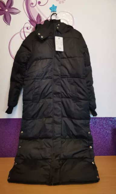 Mega langer Damen Steppmantel Schwarz Gr. M Neu mit Etikett