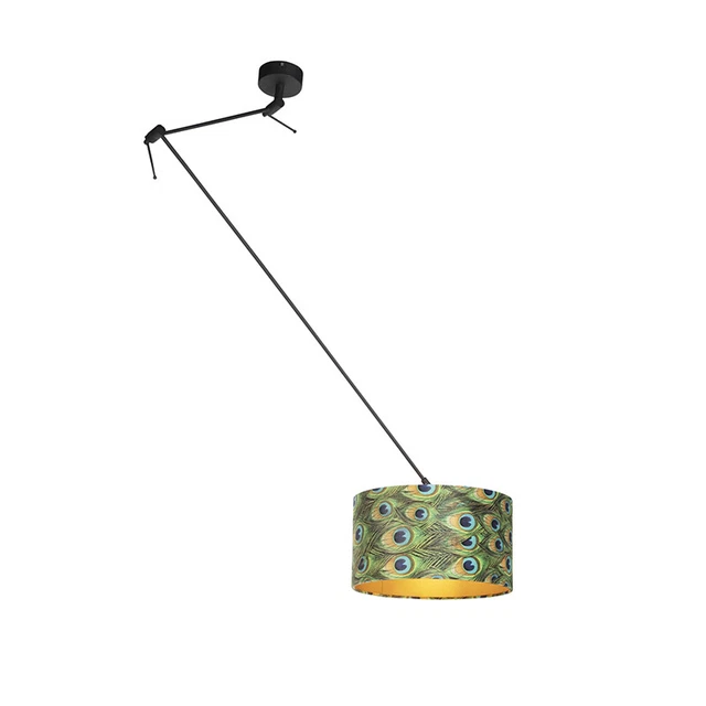 Qazqa Pendelleuchte Blitz 1 – Mit Blattschirm, Nickel Matt, E27, Dimmbar, 35 Cm Durchmesser