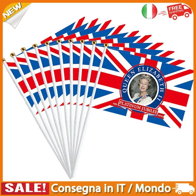 IT Small Flag - 10pcs British Queen Stick Flags 70th Anniversary Decor (2)