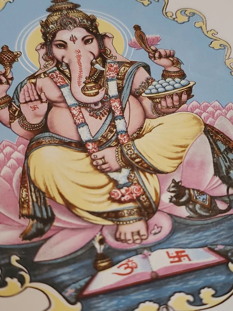 Vintage Tile Ceramic Porcelain Lord Ganesha Collectibles Hindu Mythology 6x6 3