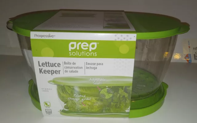 Progressive Prepworks Lettuce Keeper Food Storage , 4.7 Qt, Green Lid 