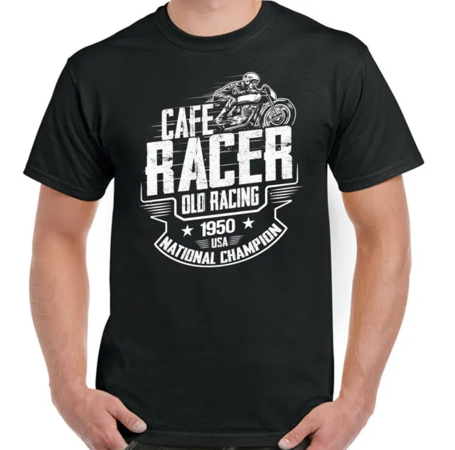 Cafe Racer T-Shirt Biker Old Racing Mens Motorcycle Motorbike Bike Enthusiast