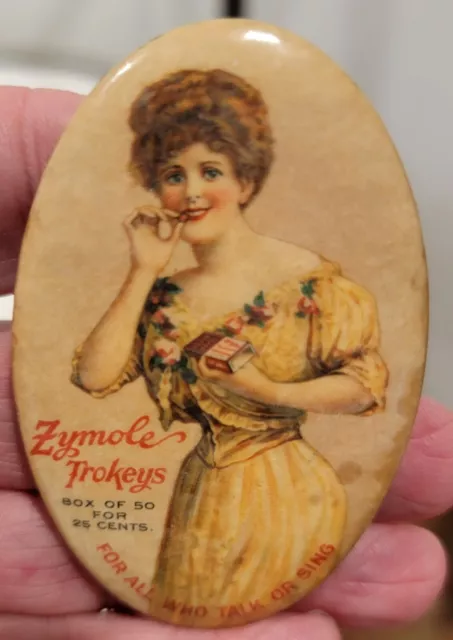 *RARE Early 1900's Zymole Trokeys  Pocket Advertising Mirror