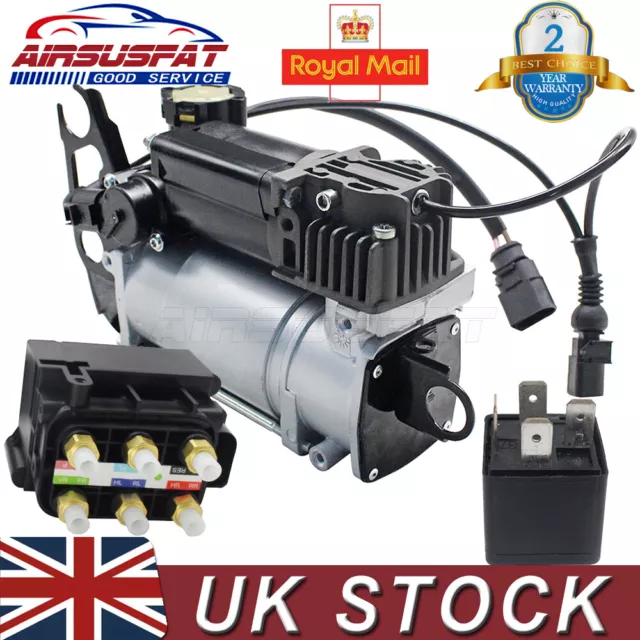 Air Suspension Compressor Pump+Relay+Valve Block For Audi Q7 2006-15 4L0698007B