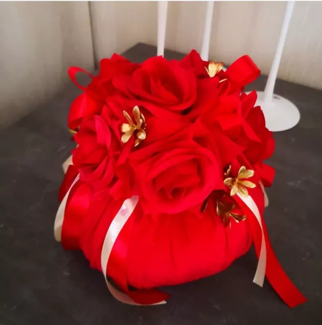 Bon Bon Puf in velluto con fiori motivo natalizio profumato Arredo Casa natale