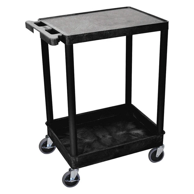GRAINGER APPROVED STC21-B Utility Cart,300 lb. Cap.,Resin,2 Shlvs