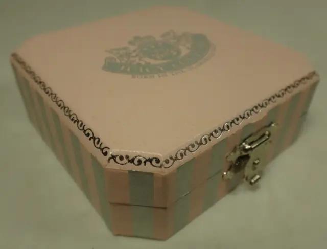Juicy Couture Pink Silver Stripe Small Jewelry Gift Box Empty Presentation Case