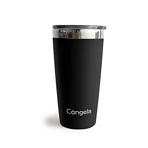 Congela Stainless Steel Tumbler Insulated Pint Glasses with Lids - 16oz