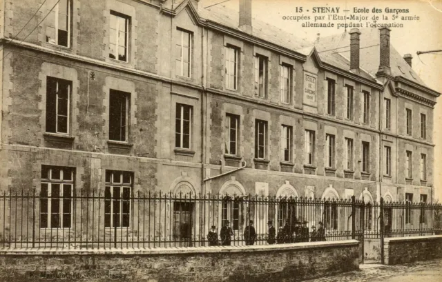 France Stenay - Ecole des Garsons old sepia postcard