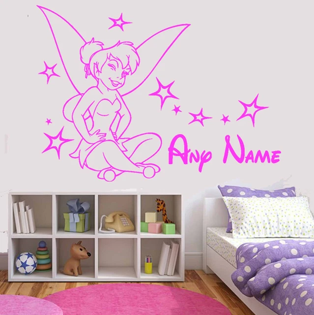 PERSONALISED TINKERBELL WALL Art Disney Fairy Princess Girl Bedroom
