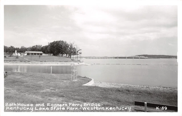 Kentucky Lake State Park~Bath House & Bathing Beach~Life Guard Stand~1940s RPPC
