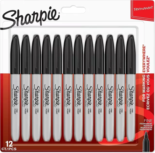 Black Sharpie Pens permanent marker Pen Fine Point Tip Markers New