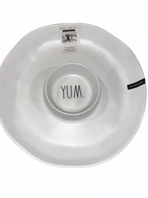 Rae Dunn  Melamine "Yum" Party Serving Platter  Apperizer Chips Dip Bowl Tray