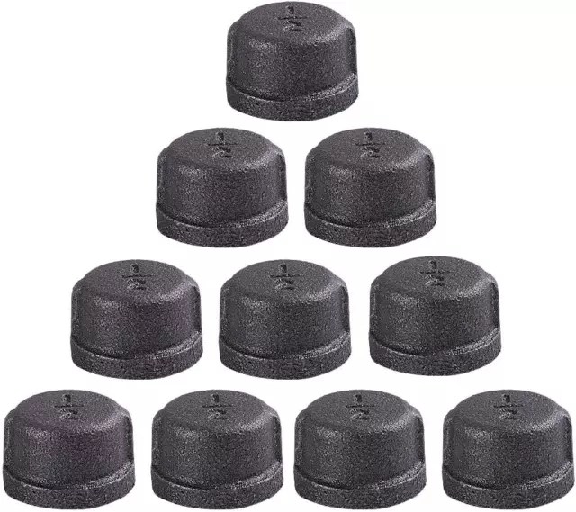 1/2 Inch Malleable Cast Iron Pipe Cap, DIY Retro Furniture Threaded Pipes and Fi