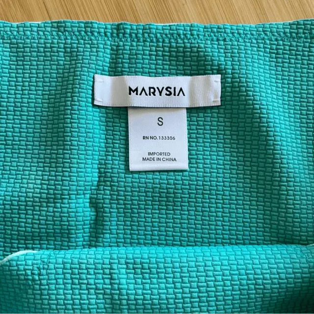 Marysia Swim Broadway Gingham Teal Green Scalloped Edge Bikini Bottom Small 3