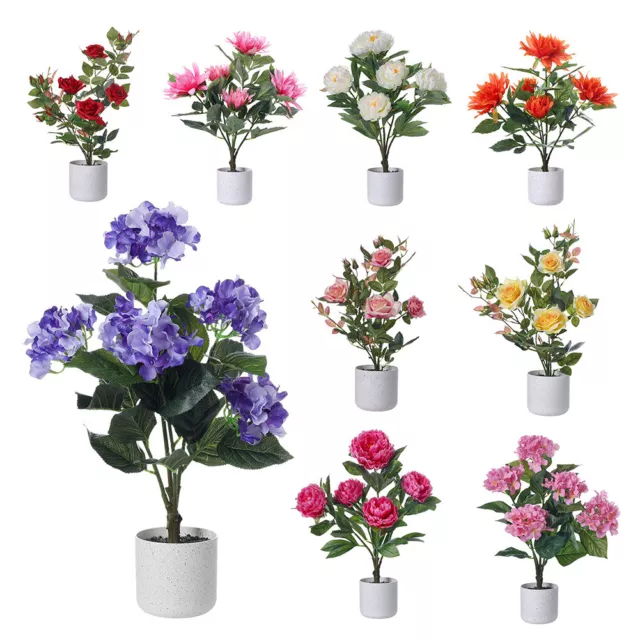 Large Artificial Rose Flower Potted Plant Tree Bonsai Home Office Tabletop Decor