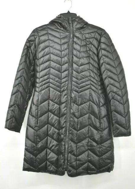 Kenneth Cole New York Front Zip Long Sleeve Hooded Quilted Puffer Coat