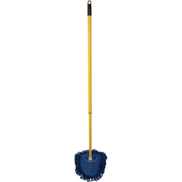 Genuine Joe Microfiber Wedge Complete Mop - MicroFiber Head - Telescopic Handle