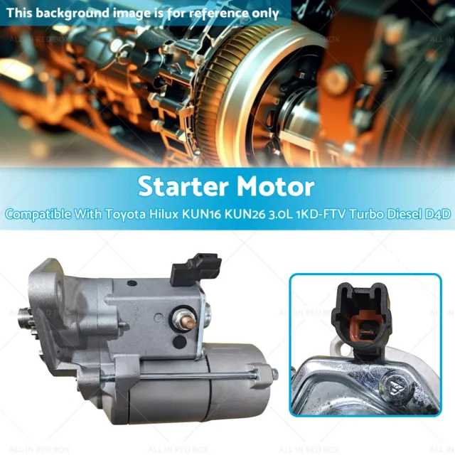 Starter Motor Suitable For Hilux KUN16 KUN26 3.0L 1KD-FTV Turbo Diesel D4D 05-15