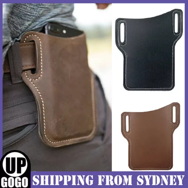 Men's Cell Phone Loop Waist Pouch PU Leather Case​ Belt Pack Storage Holder Bag