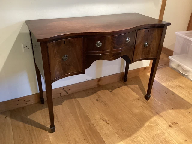 Antique Mahogany Small Serpentine Sideboard Georgian Style
