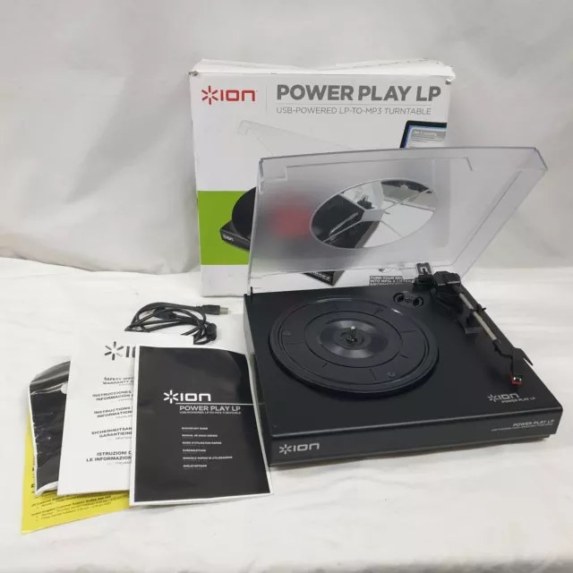 ION Power Play LP Record Player Turntable USB Powered LP to MP3 Boxed