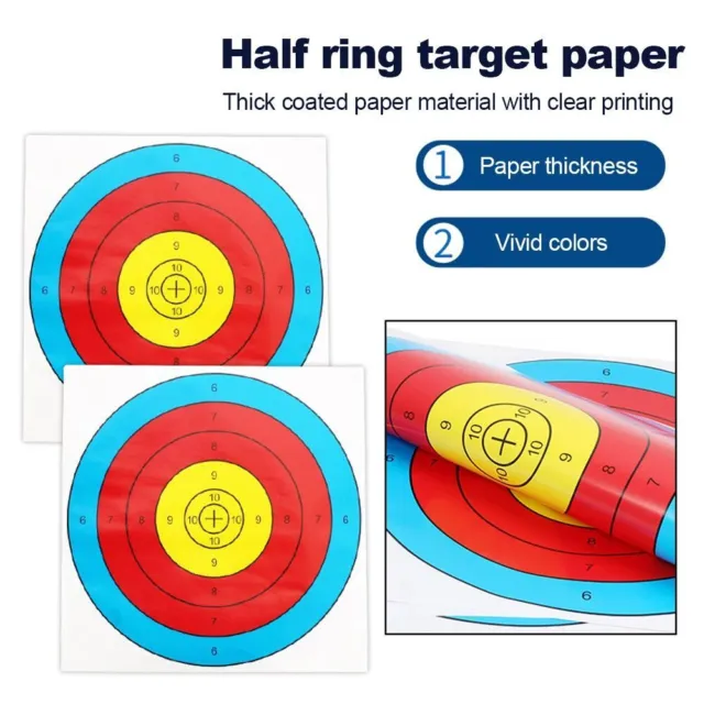 25pcs cibles de tir à l'arc, 10 anneaux 16 x 16 pouces papier tir à l'arc  cibles cibles papier tir à l'arc standard pour la pratique de la cible