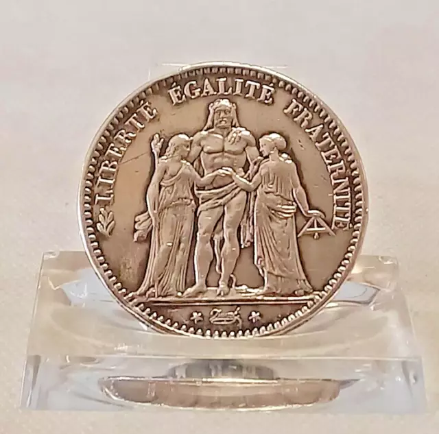 5 Francs, 1876 "A", Frankreich, "HERKULES", alte Umlaufmünze 2