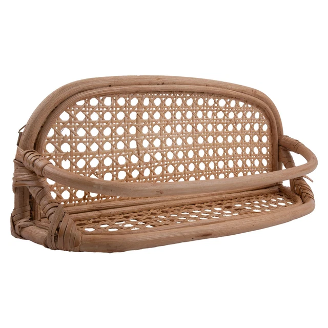 Rattan Floating Shelves, 15.7Inch Wall Shelf Rustic Decor For Bathroom Nurs