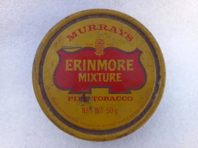 Vintage Ancien Rare MURRAYS ERINMORE MIXTURE PIPE TOBACCO Litho Boite Irlande 2