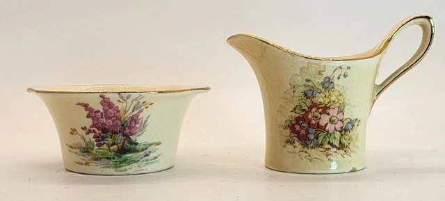 Antique Royal Winton Grim Wades England Sugar And Creamer Vintage