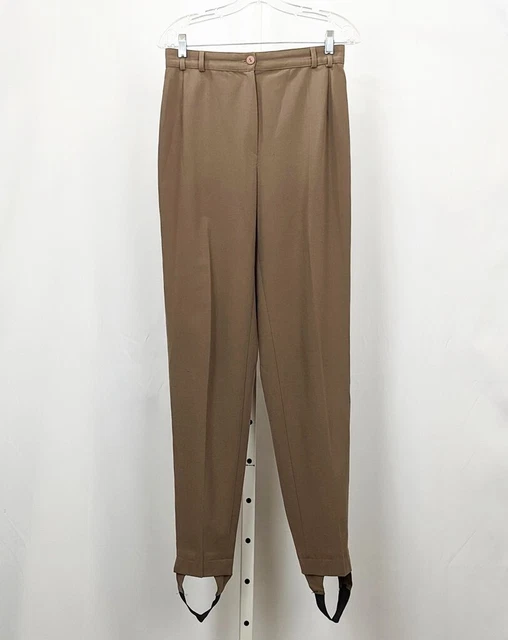 Vintage 80s Pants Stirrup Brown High Waist Misses GB 12 F 40 US 8 Misses