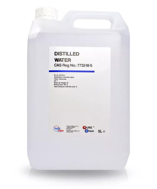 Distilled Water Ultra High Quality Pure Water 5L Bottle Pure Chem (WHITE)